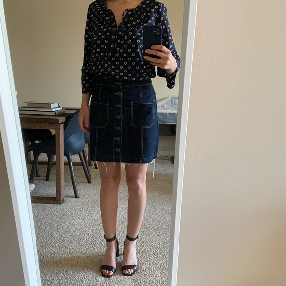 Denim Mini Skirt with Pockets and front buttons - Picture 7 of 16